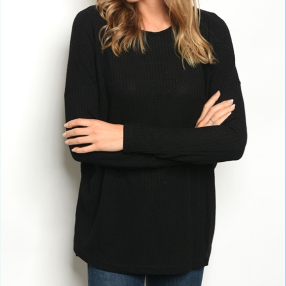 LAST Black Lace-Up Back Tunic Sweater 19001 - Picture 3 of 3